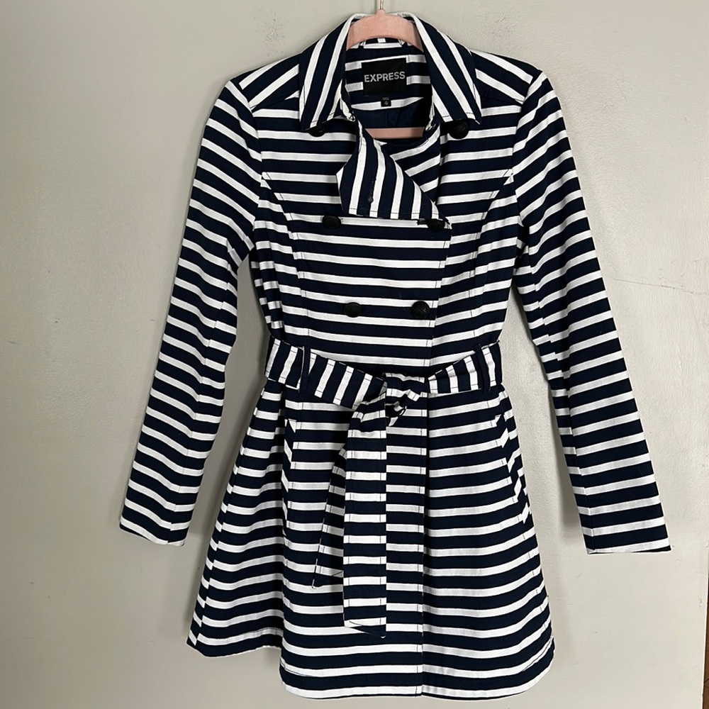 Express Striped Trench Coat - XS